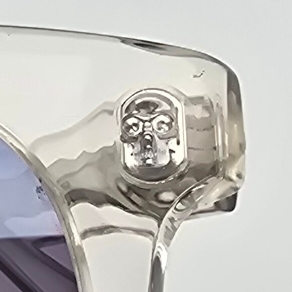 Alexander McQueen AMA0024SA 05 Clear Silver Skull Frame Silver Mirror Sunglasses